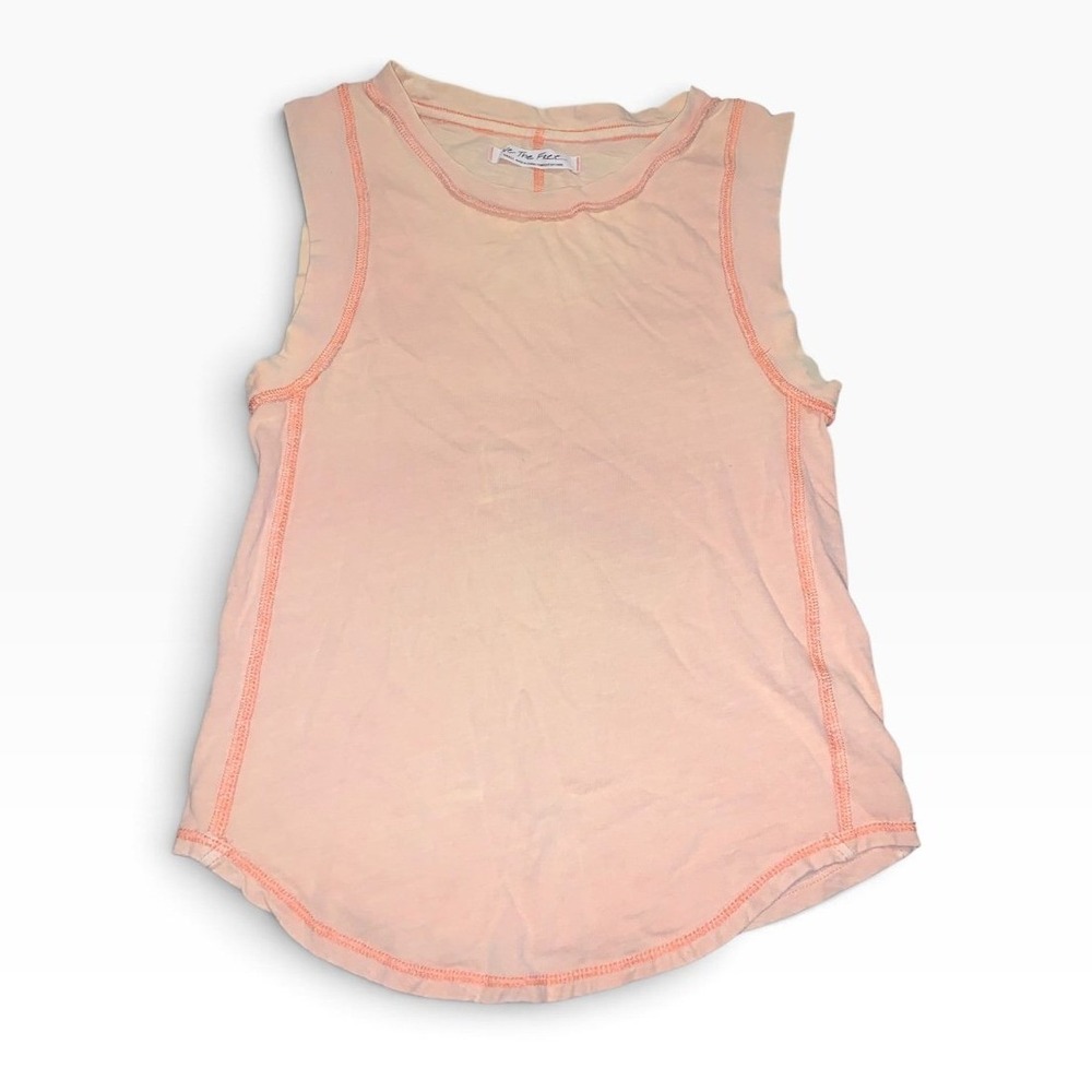 We The Free Muscle Tank Women Small Peach Cotton Exposed Stitch Boho Basic